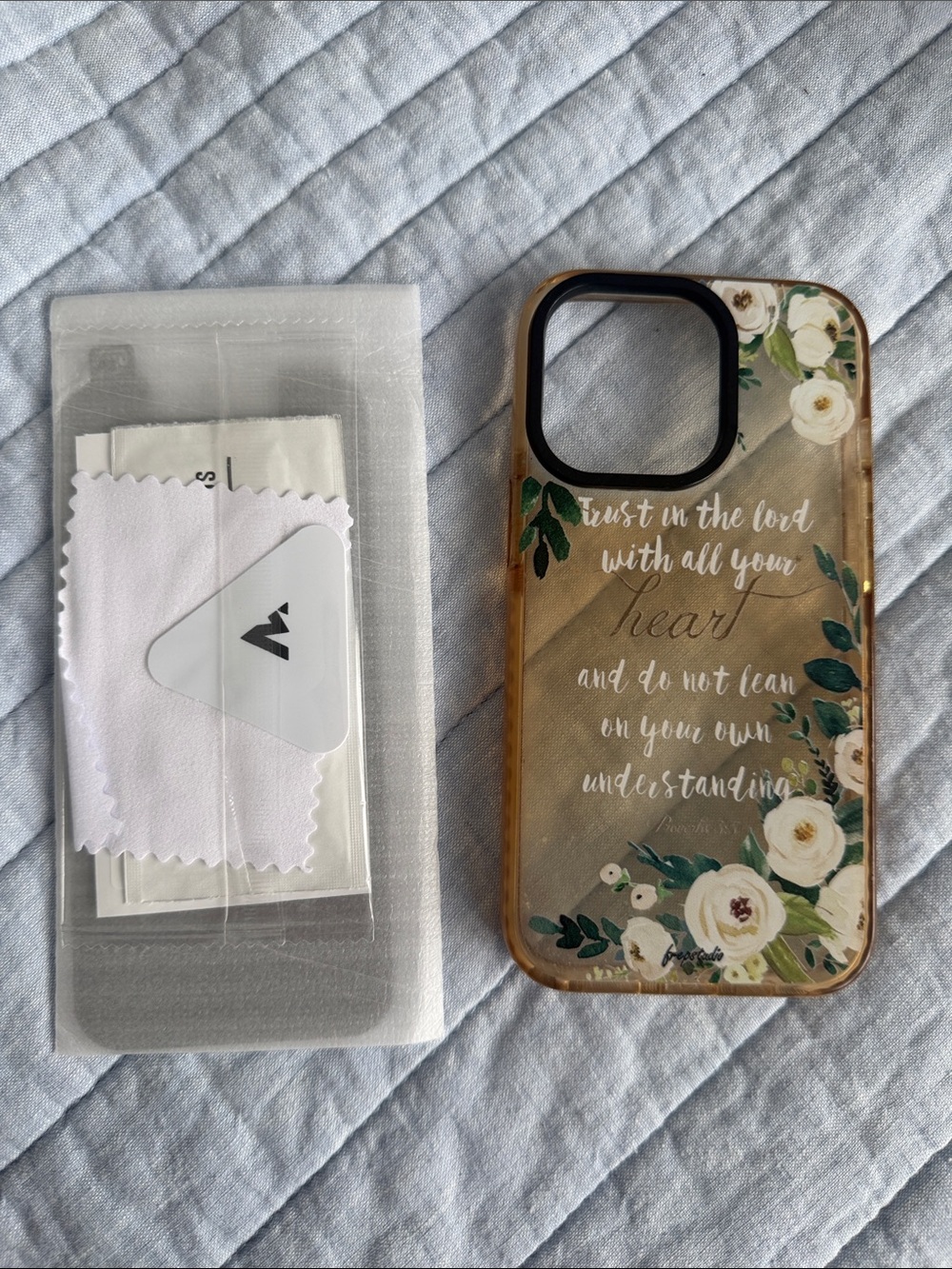 iPhone 13 Pro Floral Clear Protective iPhone Case with Inspirational Quote